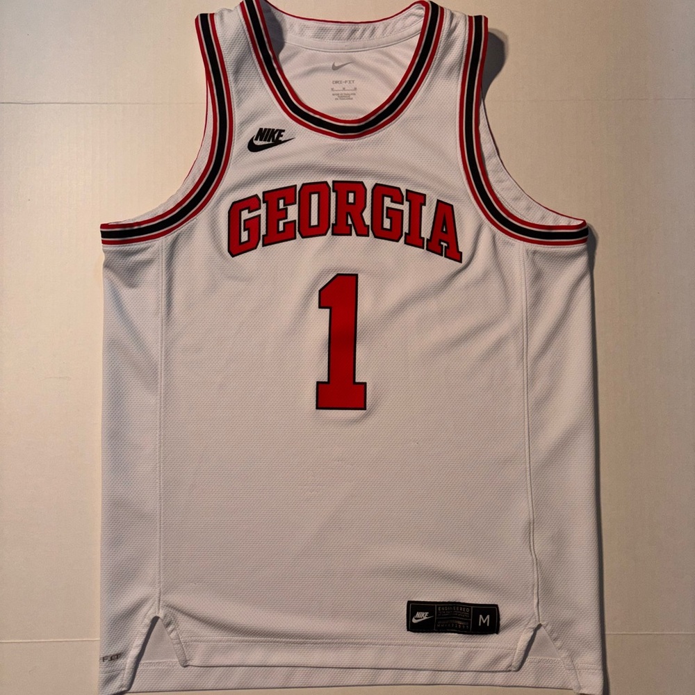 Nike Dri Fit University Georgia Bulldogs #1 White Basketball Jersey Size Medium